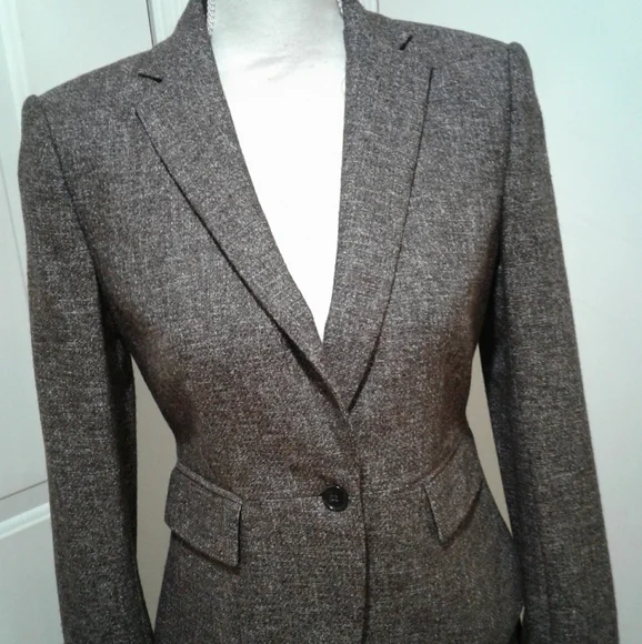 🌺 NWT Ann Taylor Brown Tweed Wool Skirt Suit